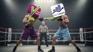 Yoast SEO vs Rank Math compitiendo. Descubre cuál te conviene según tus necesidades en este artículo y el test que incluye.